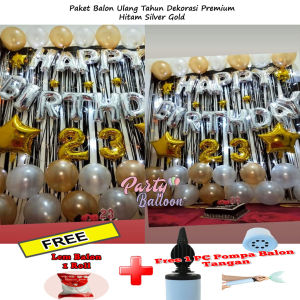 Paket Happy Birthday Lengkap Murah Dewasa Anak Cewek Cowok Balon Ulang Tahun Dekorasi Ultah Set Lengkap Kamar Mewah Premium Hitam Gold