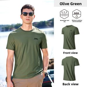 Jeep | Jeep Outdoor Summer Mens Short Sleeve Quick Dry Ice Silk Sports Shirt Breathable Hiking Climbing Clothing Durable Nylon Fabric
