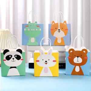 Birthday Paper Bag Cute Cartoon Gift Bag Baby Full Moon Kids Party Handbag Kindergarten Snack Packaging Bag