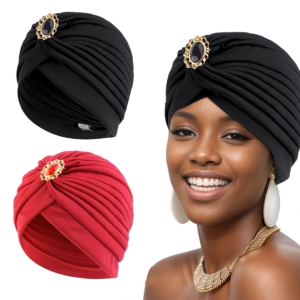 Retro Ethnic Turban Hat Muslim Hat For Women Cotton Twisted Pleated Headwrap Chemo Cap