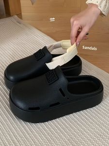 Summer Mens and Womens Detachable Shoelace Outwear Closed Toe Sandals Couple Stylish Easiest for Match Thick Sole Non Slip Eva Beach Sandals