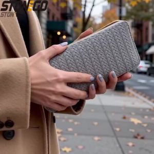 KISMIS Long Wallets Women Zipper Purse and Wallet New Fashion PU Leather Ladies Dinner Mobile Phone Bags Card Package Black