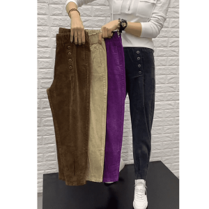 Retro Corduroy Straight Leg Pants Womens Loose Fit Trendy Grandma Style Autumn Winter Fashion Casual Trousers