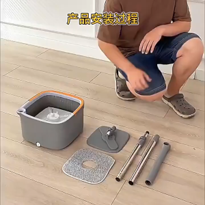 🔥360° Rotatable🔥 Spin Mop Set Hand Wash Free Spin Mop Set Bucket Clean & Dirty Water Separation Rotating Lazy Mop With Bucket Household Cleaning Tools Hand Wash Free Self-Cleaning Water Save Mop拖把