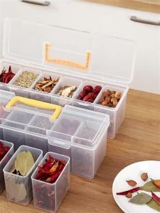 Spice storage box hand-held with lid kitchen food grade seasoning box household compartment combination set seasoning jar