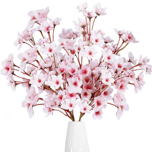 Pink Artificial Silk Cherry Blossom Flowers Branches Fake Peach Blossom Arrangement Accessory for Vase  Home Wedding Table Decor