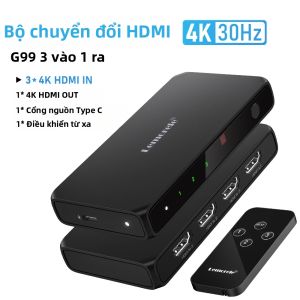 Lemorele | Hộp Chuyển Đổi HDMI 3 Trong 1 Lemorele 4K Với Bộ Trích Xuất Âm Thanh Điều Khiển Từ Xa Hồng Ngoại Hỗ Trợ HDR HDCP2.3 Cho Xbox PS4 PC TV - Cổng Kết Nối Tương Thích HDMI Chỉ Cần Cắm Là Dùng Được