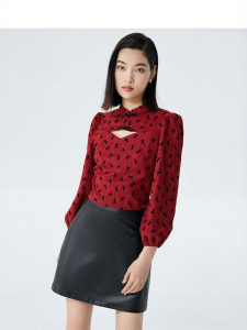 Vero Moda | áo nữ Áo Blouse Cổ Trụ Nút Bấm Tay Loe cho Phụ Nữ Mùa Thu Đông