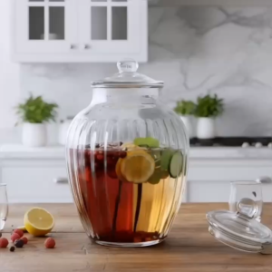 Bình Ngâm Rượu Thủy Tinh 10L Bí Sọc Dày Dặn - Bình BS10L Đựng Sâm Hoa Quả Decor Nhà Cửa