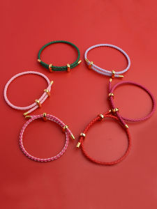 Adjustable Hand Cord Bracelet Large Hole Bead Rope Red Rope Zodiac Year Leather Rope through Transient Xiu Couple Simple Ethnic Style