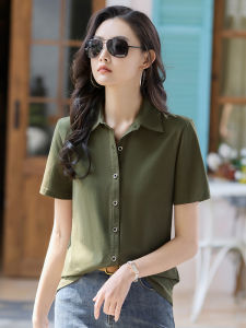 Loose Cotton Polo Shirt Womens Summer New Korean Style Sleeveless Casual Pure Color Button up Short Sleeve T-Shirt Top