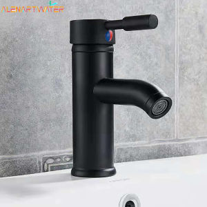 Black Basin Faucet Stainless Steel Paint Faucet Bathroom Blacked Basin Faucets Single Handle Single Hole Hot Cold Mixer Tap