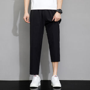 Quần Dài Nam Ống Đứng Rộng Rãi Màu Đen Thể Thao Thường Ngày Mùa Xuân Thu Quần Dài Thời Trang Hợp Thời Trang Cạp Vừa