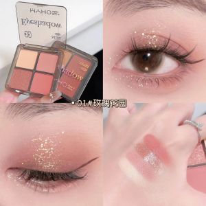 Myho Daydream อายแชโดว์สี่สี Matte Pearl แบบพกพาของแท้ผลิตภัณฑ์เริ่มต้นที่เป็นมิตร Earth Tone ฝาปิดควัน