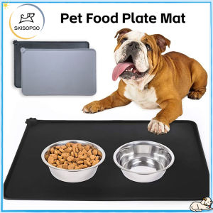 SKISOPGO Silicone Pet Feeding Mat Waterproof Pet Food Plate Mat Pad with Lips Non Slip Cat Dog Feeding Tray