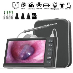 Camera Vệ Sinh Tai Kỹ Thuật Số Màn Hình IPS 7 Inch HD 1080P Kèm Dụng Cụ Lấy Ráy Tai 3.9mm Chống Nước Kèm Thẻ Nhớ TF 32GB