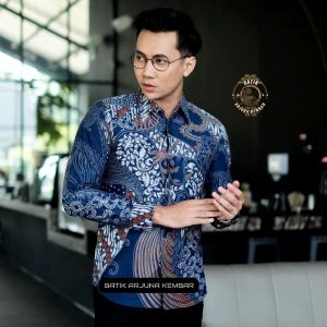 Batik Pria BIRU DENIM NARENDRA katun primis premium solo slimfit