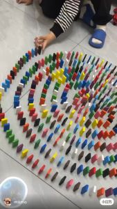 120Pcs Rainbow Wooden Domino Blocks: A Fun Family Game