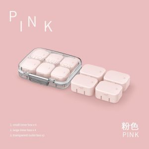 USAR New Portable Mini Assembly Medicine Box Sealed Four Grids Change Six Grids Simple Tablet Box Storage Organizer Household