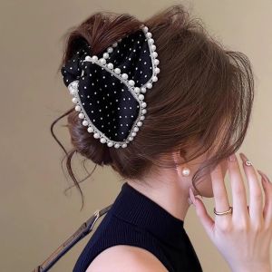 Ngọc Trai chấm Kẹp tóc càng cua phụ nữ thanh lịch kẹp tóc mới cá mập Kẹp tóc càng cua Phụ kiện tóc