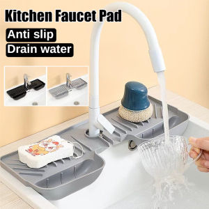 Kitchen Faucet Splash Pad Silicone Sink Faucet Raised Slope Mat Sponge Drain Rack Countertop Protector For Bath Kitchen Gadgets
