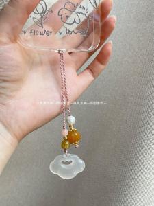 New Chinese Style Lucky Cloud Agate Mobile Phone Chain Pendant Fan Charm Bag Hanging Embellishment Qipao Undergarment Pressing