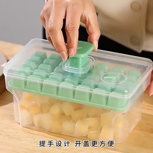 34/68 Grid Ice Box With Lid Shovel Food Grade Refrigerator Large Capacity Homemade Ice Cube Mold Press Ice Cube Storage Box