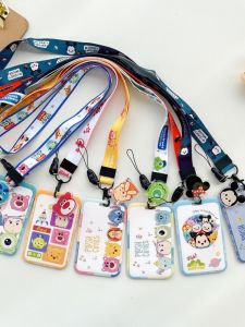 Strawberry Bear Big Eyes Student ID Card Lanyard Long Rope Security Card Holder Yangcheng Pass Card Sleeve Cartoon Themed