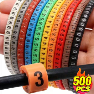 500PCS Cable Wire Marker Cable Sleeves 0 to 9 For Cable Size 1.5/2.5 sqmm Colorful Network Line Label Wiring Accessories