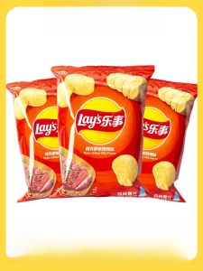 Lays Potato Chips Snacks 70g Large Wave Shape Super Big Bag Leisure Food Original Lemon Flavor Combination Pack Shanghai Origin