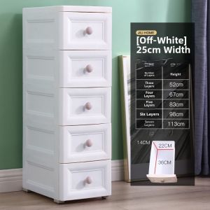 Narrow Space Plastic Drawer Style Storage Cabinet for Kitchen Bathroom Wall Mounted Organizer with 5 Layers Smooth Surface