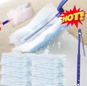 【Swan Home】10PCS Disposable Electrostatic Dust Duster Blue/Purple Extended Fluffy Fiber Brush Head Compatible Feather Duster Household Desk Cleaning Tool