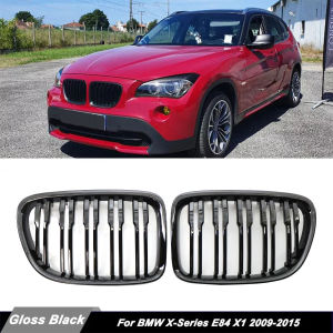 Front Bumper Kidney Grille For E84 X1 18i 20i 25i 28i 2009-2015 Glossy Black Car Racing Grills Double Slat Sport Cover
