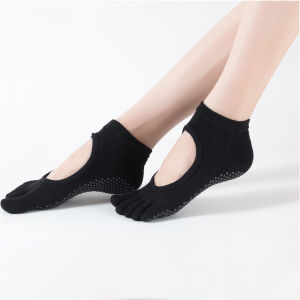 Women Yoga Socks Professional Gym Fitness Pilates Dance Ballet Socks Breathable Backless Five Toe Seperated Anti Slip Sport Sock