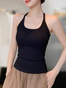 Basic House | Black Halter Backless Slim Fit Sleeveless Top