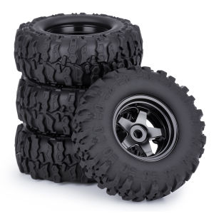 0.7 Aluminum 5-Spokes Beadlock Wheel Rims Tire Set for 1/30 RC Crawler Car SCX30 Jeep Wrangler JLU Ford Bronco Upgrade Parts