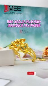 18K Gold Plated Bangle w/Flower Design Jewelry Accessories For Women