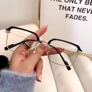 Advanced Stylish Fashion Metal Half-frame Resin Anti-blue Light Daily Reading Glasses Graded Glasses for Farsighted