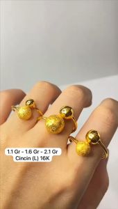 Cincin emas asli kadar 70 lokal 65 selisih boba doff shining moon bola