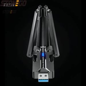 WiFi 6 USB Adapter 1800Mbps WiFi Dongle Dual Band 2.4G/5G Wireless Network Card with 4 High Gain Antennas for PC Laptop Desktop