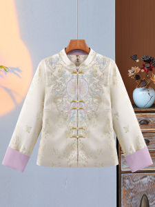 New Chinese Style Classy Tang Suit Coat Female Fall and Winter New Arrival National Style Fancy Classic Style Machine Embroidery Chinese Knot Button Top