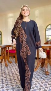 Terbaru Daster Batik Longdress Cabutan Motif AURA LD 110 PB 130 - Lengan Panjang - Busui Friendly Resleting depan - bahan rayon adem nyaman di pakai - BISA COD