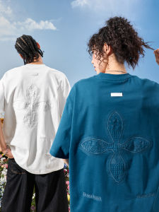 Four Leaf Clover Embroidery Letter Short Sleeve T-Shirts Loose