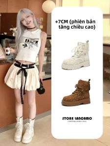 LANKAMO | Giày Boots Ngắn Tăng Chiều Cao Thoáng Khí