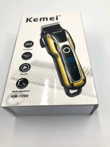 Kemei KM-1990 Professional Electric Hair Clipper USB Rechargeable LCD Display Hair Trimmer Mens Haircut Machine for Salon & Home Use