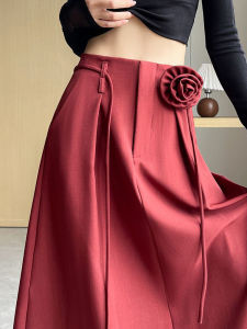 Váy Midi Chữ a Xếp Ly Cạp Cao Họa Tiết Hoa Cho Nữ Mùa Xuân Thu Váy Công Sở Phong Cách Hàn Quốc Dài Vừa Phải Bằng Polyester Cotton