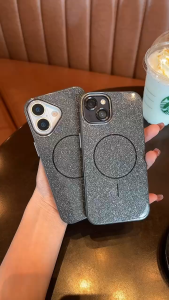 Feng CASE for iphone14 proMax เคสกากเพชรสีดำ ชาร์จได้ เคสเเม็กเซฟ สำหรับไอโฟน11 11proMax i12 12pro 12proMax i13 13proMax i14 14plus 14proMax i15 15pro 15proMax i16 16pro 16plus 16proMax