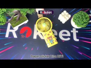 Rokeet Kipas Angin Mini Portable Stand Phone Genggam FREE STICKER 2 In 1