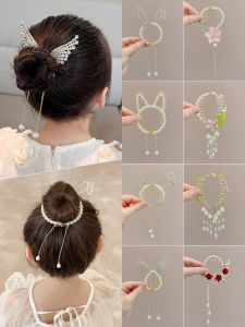 PINK EMPRESS | Children Flower Tassel Beaded Hair Clip