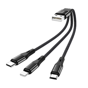 Hoco X47 Harbor 3-in-1 Charging Cable 25cm Braided Fast Charging Cable